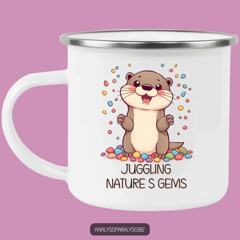 Funny Otter Juggling Camping Mug: Durable Acrobat Cup, Your Playful Outdoor Gift