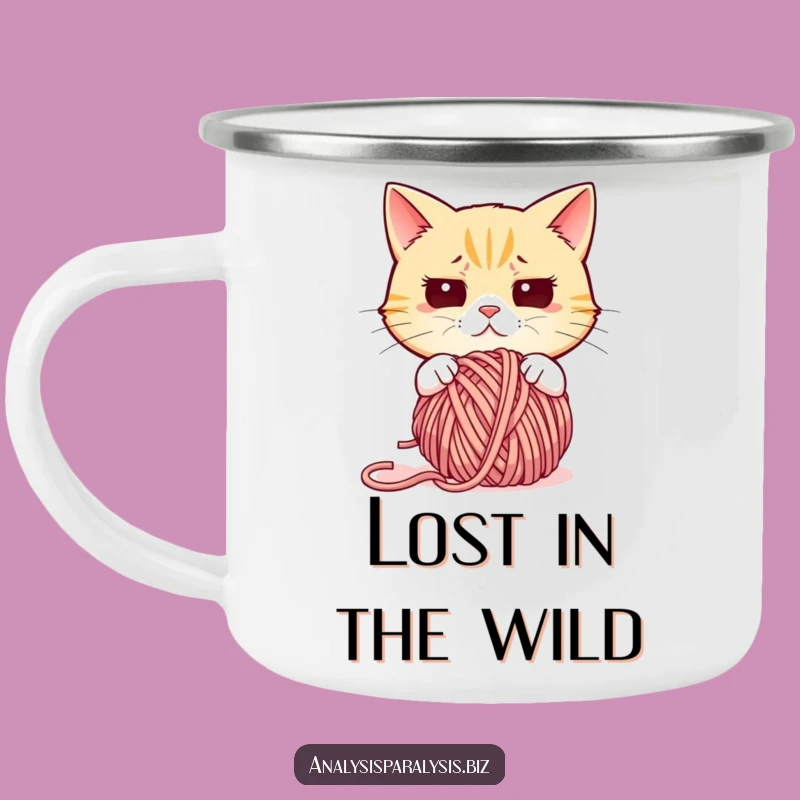 Funny Confused Cat Camping Mug: Hilarious Outdoor Gear for Bewildered Adventures