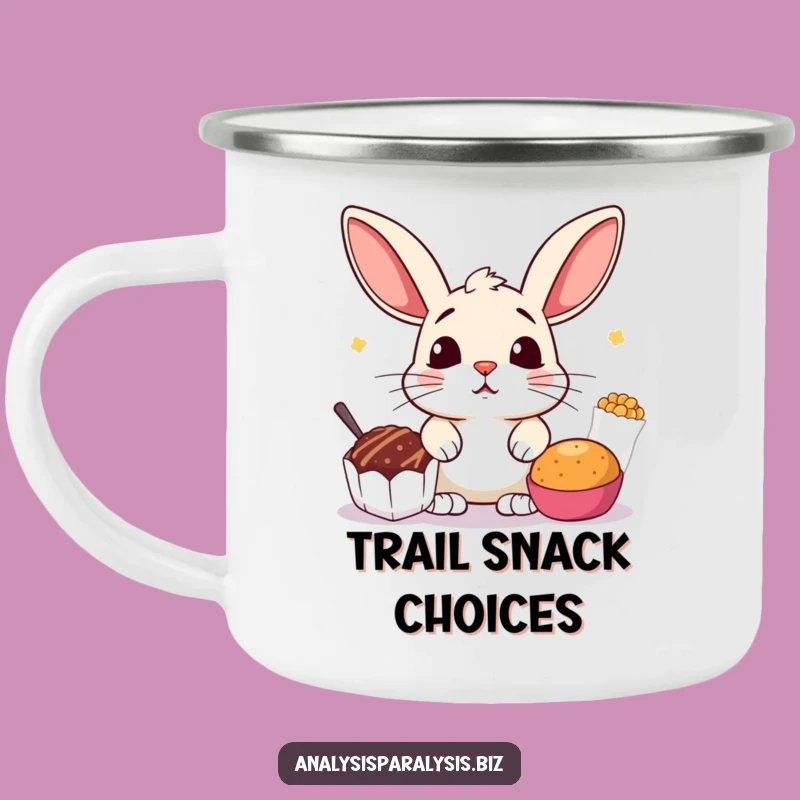 Funny Bunny Snack Camping Mug: Durable Indecisive Cup, Your Quirky Outdoor Gift