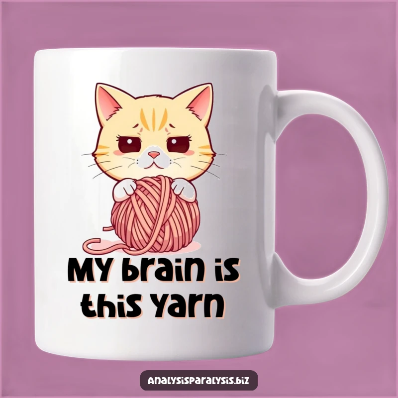 Funny Confused Cat Yarn Mug: Hilarious Pet Owner Gift for That Bewildered Moment