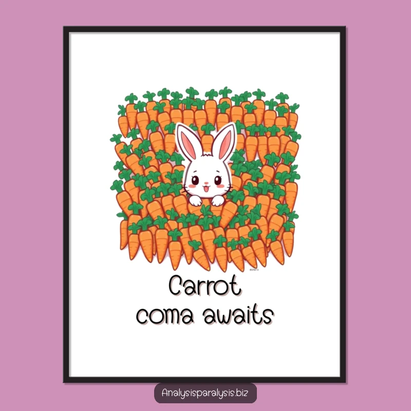 Funny Bunny Carrot Overload Digital Art: Hilarious Veggie Decor for Walls