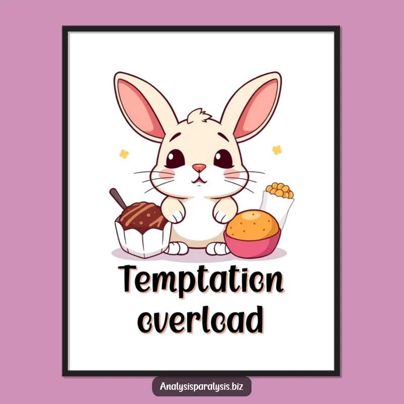 Funny Bunny Snack Digital Print: Indecisive Art, Instant Whimsical Decor
