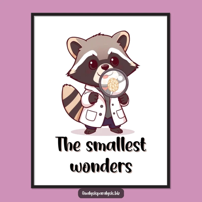 Funny Raccoon Scientist Digital Print: Tiny Lab Art, Instant Whimsical Decor