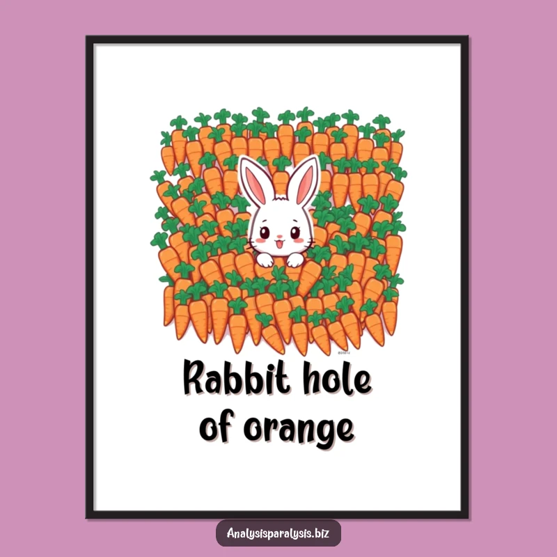 Funny Bunny Carrot Overload Poster: Hilarious Veggie Art for Overwhelmed Spaces