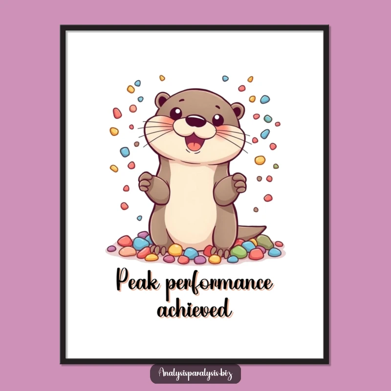 Funny Otter Juggling Poster: Cheerful Acrobat Art Print, a Whimsical Funny Gift