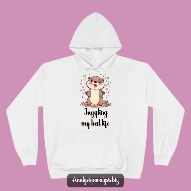 Funny Otter Juggling Hoodie: Cozy Acrobat Sweatshirt, Your Comfy and Funny Gift