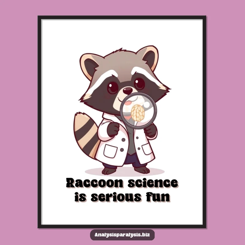 Free Printable Raccoon Wall Art: Funny Scientist OTC Downloadable for Quirky Decor!