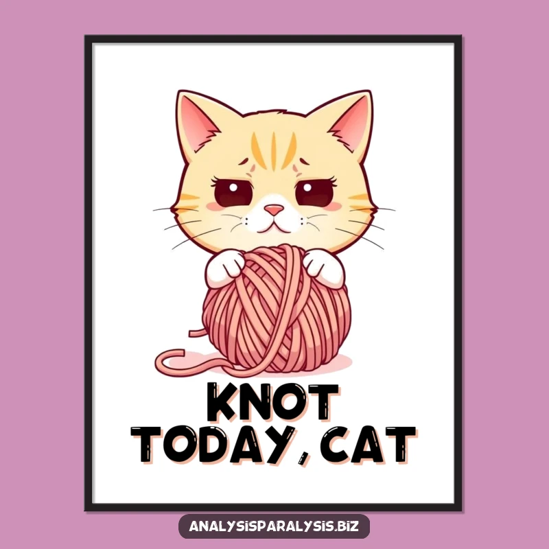 Free Printable Wall Art: Confused Cat Yarn Fiasco Funny Downloadable Decor