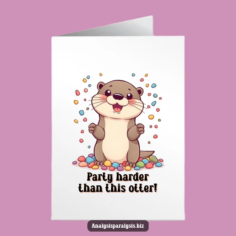 Free Printable Otter Birthday Card: Funny Juggling OTC Downloadable Card for a Fun Celebration!