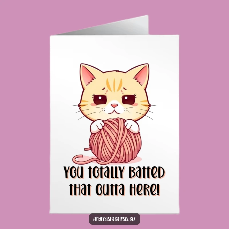 Free Printable Congratulations Card: Confused Cat Yarn Mess Downloadable