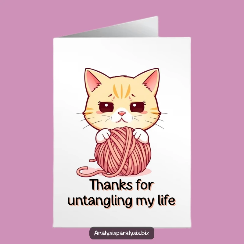 Free Printable Thank You Card: Cat Yarn Chaos Downloadable Gift